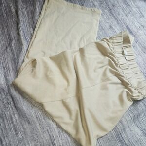 Zara Women Beige Wide‎ Leg Cropped Pants Elastic Waist Casual Lounge Size L